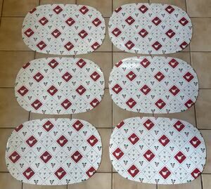6 Vintage Christmas Geese Holly Berry Placements Xmas 1984